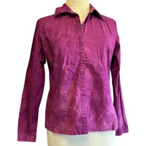 Womens Top Size 8 Purple Tie Dye Handcrafted Hippie Office Structured Bohemian